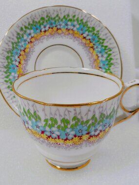 Teacup & Saucer Glendale Pattern - Royal Stafford Bone China